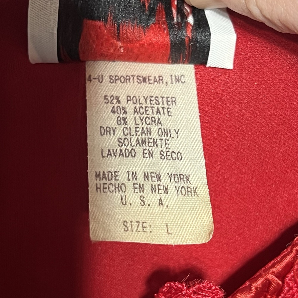 Vintage 4 U New York Red Sequined And Beaded 1980 Party Dress Size L - Picture 3 of 12
